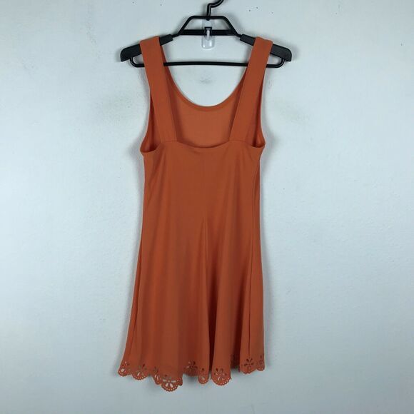 GenX Vintage 1990s Dress Size S Orange Sleeveless Cutouts Nylon Blend Y2K - Picture 4 of 7